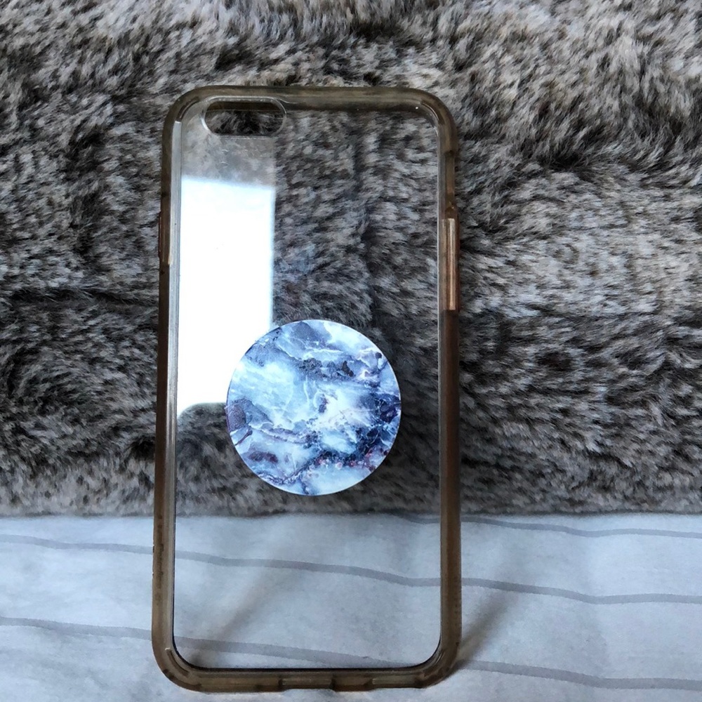 Clear iPhone 6s case with marble pop socket